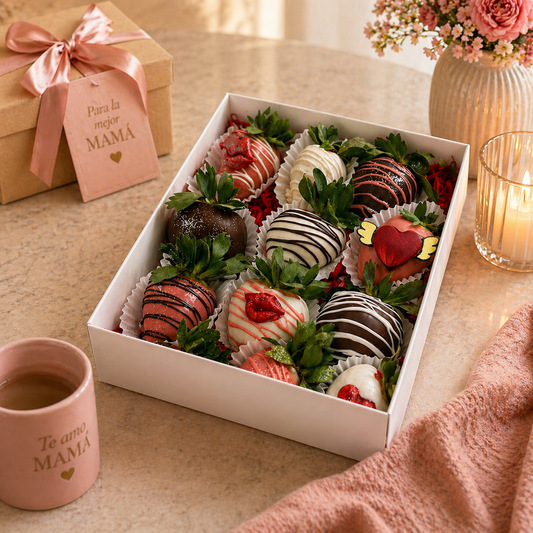 Chocolates - Caja Amorosa de Fresas y Chocolates (12 Unid)